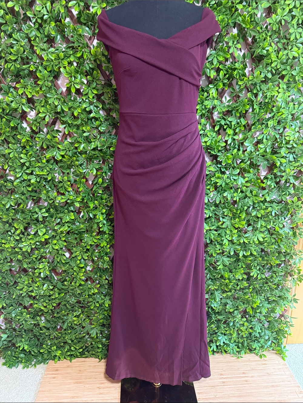 NWT-High-Class Presence Plum Off-the-Shoulder Maxi Dress